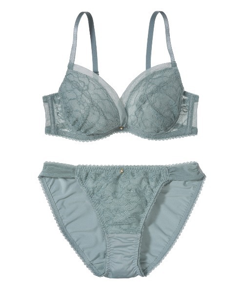 PEACH JOHN（ピーチジョン）の「【脇高カップで盛りメイク。レースブラ＆ショーツ２点セット】チュールカシュクールブラジャー＆ショーツセットもりこれ（ブラ&ショーツ・レディース・ブラック/ネイビー/ピンク/ミント/チェリーピンク/アッシュグレー/ボルドー/スモークピンク・B65/B70/C70/D70/B75/C65/C75/D65/D75/E65/E70/E75）」の4枚目の写真