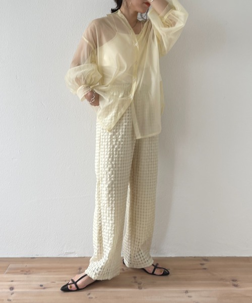 wee9s（ウィークス）の「over size sheer shirt / オーバーサイズシアーシャツ（シャツ/ブラウス・レディース・ブラック/アイボリー/グリーン・FREE）」の20枚目の写真