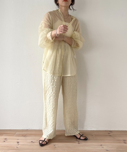 wee9s（ウィークス）の「over size sheer shirt / オーバーサイズシアーシャツ（シャツ/ブラウス・レディース・ブラック/アイボリー/グリーン・FREE）」の16枚目の写真