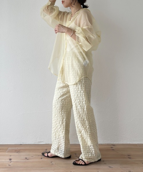 wee9s（ウィークス）の「over size sheer shirt / オーバーサイズシアーシャツ（シャツ/ブラウス・レディース・ブラック/アイボリー/グリーン・FREE）」の17枚目の写真