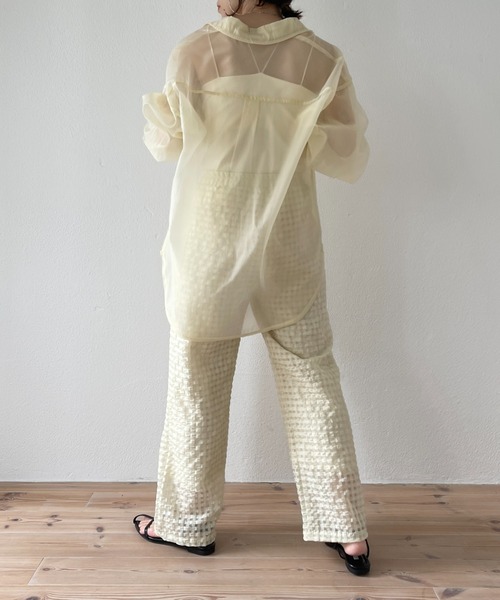 wee9s（ウィークス）の「over size sheer shirt / オーバーサイズシアーシャツ（シャツ/ブラウス・レディース・ブラック/アイボリー/グリーン・FREE）」の18枚目の写真