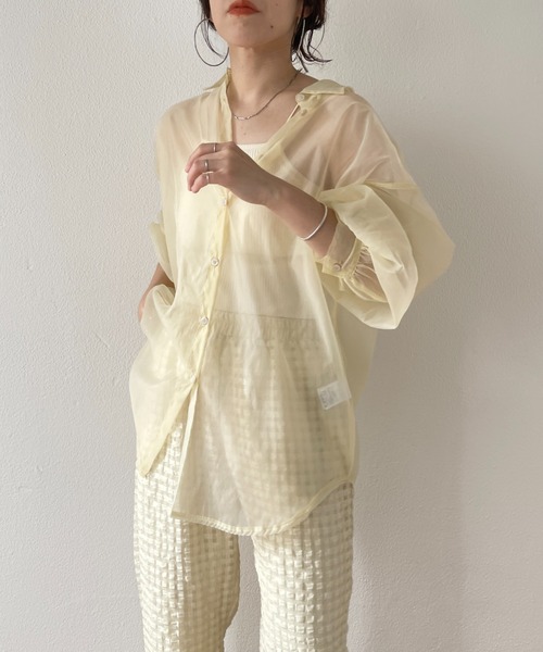 wee9s（ウィークス）の「over size sheer shirt / オーバーサイズシアーシャツ（シャツ/ブラウス・レディース・ブラック/アイボリー/グリーン・FREE）」の22枚目の写真