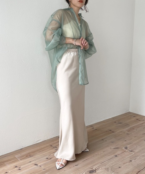 wee9s（ウィークス）の「over size sheer shirt / オーバーサイズシアーシャツ（シャツ/ブラウス・レディース・ブラック/アイボリー/グリーン・FREE）」の11枚目の写真