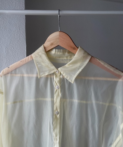 wee9s（ウィークス）の「over size sheer shirt / オーバーサイズシアーシャツ（シャツ/ブラウス・レディース・ブラック/アイボリー/グリーン・FREE）」の7枚目の写真