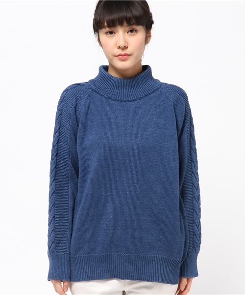 CIAOPANIC(チャオパニック)の「【Ciaopanic】インディゴニット袖ケーブルP/O(ニット/セーター・レディース・インディゴブルー/ライトブルー・FREE)」の3枚目の写真