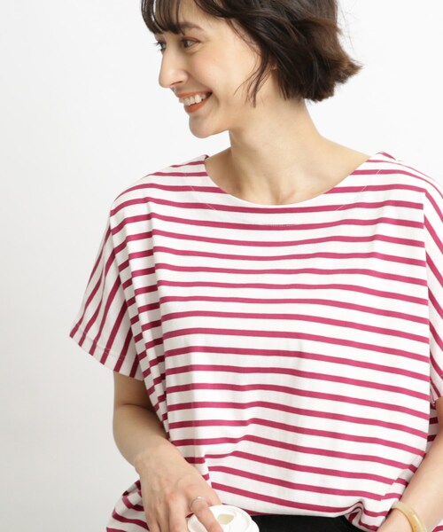 SHOO・LA・RUE（シューラルー）の「◆【接触冷感/洗濯機可】タック フレンチスリーブ Tシャツ（Tシャツ/カットソー・レディース・ブラック/オリーブ/ホワイト系/ブラック系2/ブルー系2/ピンク系・00）」の6枚目の写真