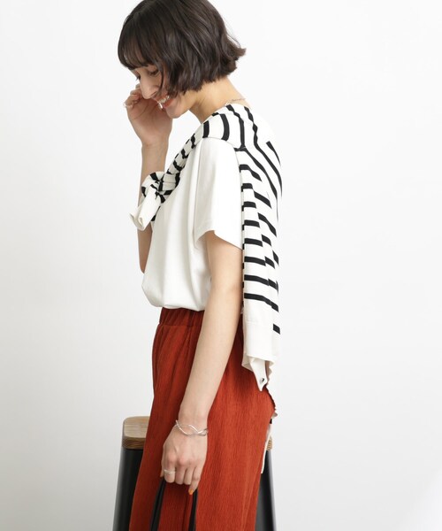 SHOO・LA・RUE（シューラルー）の「◆【接触冷感/洗濯機可】タック フレンチスリーブ Tシャツ（Tシャツ/カットソー・レディース・ブラック/オリーブ/ホワイト系/ブラック系2/ブルー系2/ピンク系・00）」の16枚目の写真