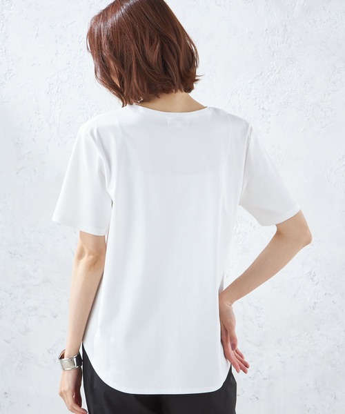 A/C DESIGN BY ALPHA CUBIC(エーシーデザインバイアルファキュービック)の「【接触冷感】パフュームプリントTシャツ(Tシャツ/カットソー・レディース・ライトグレー/ブラック/オフホワイト・LL/M/L)」の5枚目の写真