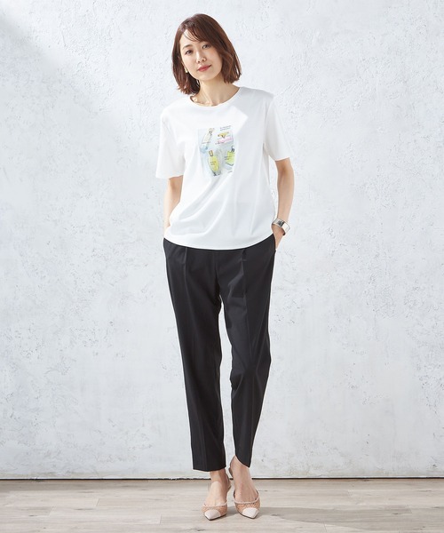 A/C DESIGN BY ALPHA CUBIC(エーシーデザインバイアルファキュービック)の「【接触冷感】パフュームプリントTシャツ(Tシャツ/カットソー・レディース・ライトグレー/ブラック/オフホワイト・LL/M/L)」の10枚目の写真
