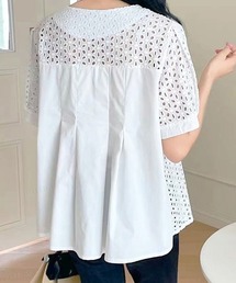 パンチングレースブラウス