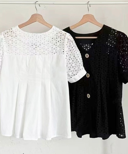 Dalfwin（ダールフィン）の「パンチングレースブラウス（シャツ/ブラウス・レディース・ブラック/ホワイト・FREE）」の8枚目の写真