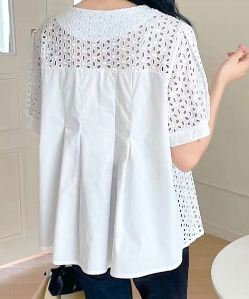 Dalfwin（ダールフィン）の「パンチングレースブラウス（シャツ/ブラウス・レディース・ブラック/ホワイト・FREE）」の5枚目の写真