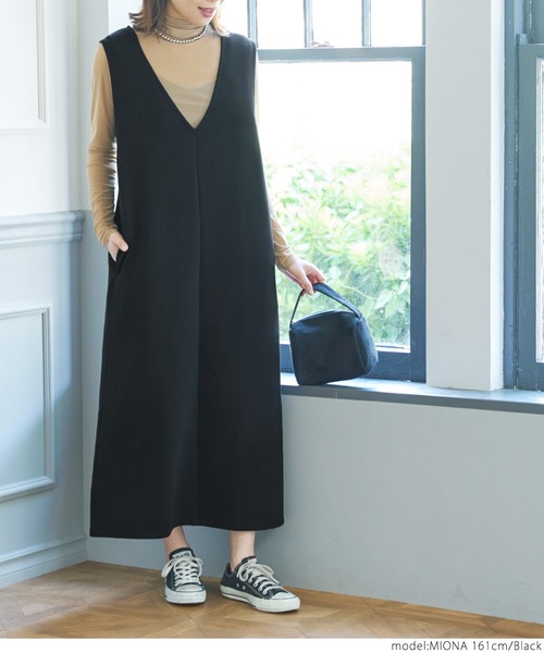 coca(coca)(コカ)の「マシュマロVネックワンピース(ワンピース・レディース・ブラック/グレー・ONE SIZE)」の4枚目の写真