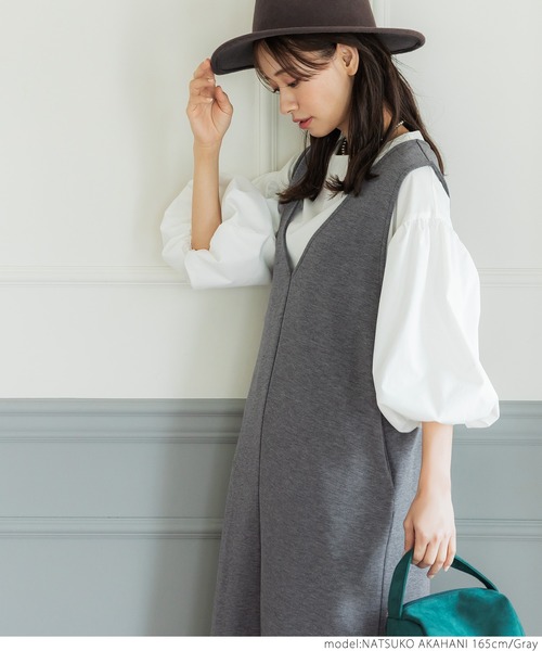 coca(coca)(コカ)の「マシュマロVネックワンピース(ワンピース・レディース・ブラック/グレー・ONE SIZE)」の9枚目の写真