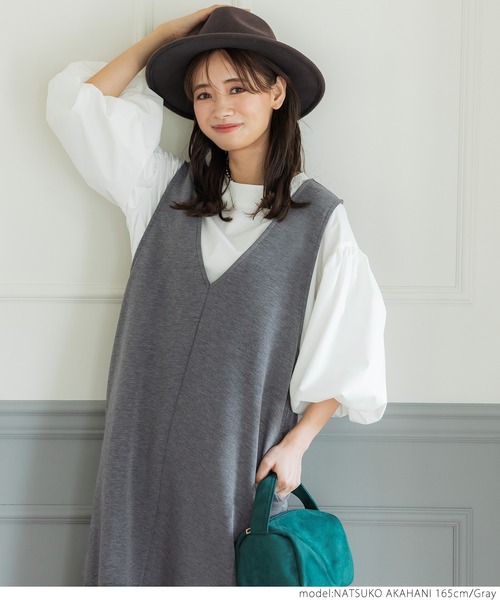 coca(coca)(コカ)の「マシュマロVネックワンピース(ワンピース・レディース・ブラック/グレー・ONE SIZE)」の12枚目の写真