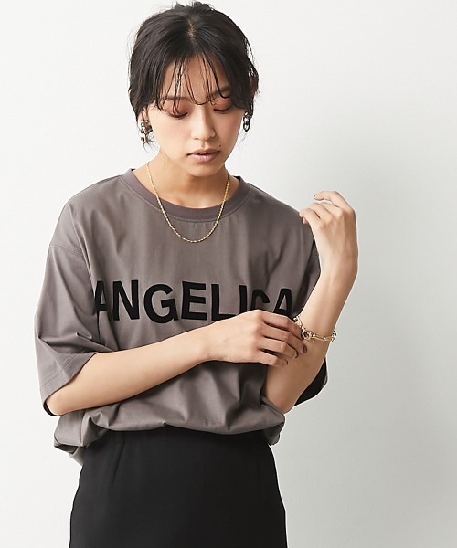 CHIC STYLE(シックスタイル)の「<大きいサイズ>綿100%フロッキープリントTシャツ シックスタイル(Tシャツ/カットソー・レディース・オフホワイト/モカ・7/8/2/3/4/6/5)」の7枚目の写真