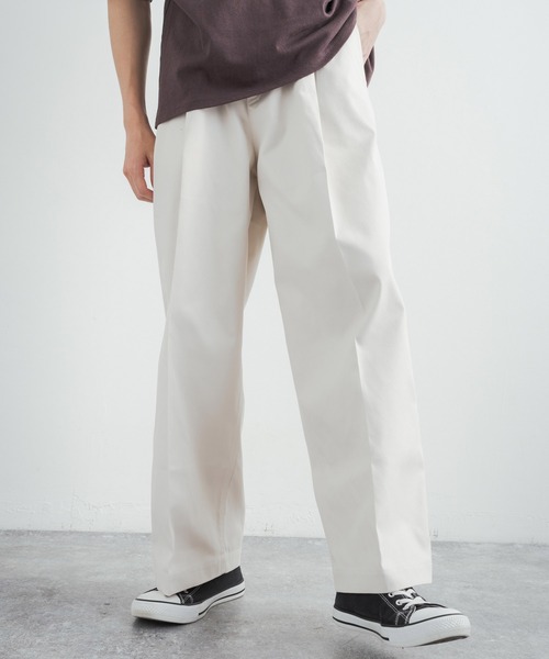 Audience(オーディエンス)の「CAVE カツラギ 1タックセンタープレスワイドパンツ AUD3526(チノパンツ・メンズ・ネイビー/アーミー/キナリ/カーキ・L/XL/M)」の5枚目の写真