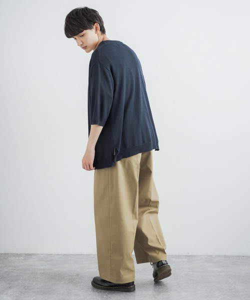 Audience(オーディエンス)の「CAVE カツラギ 1タックセンタープレスワイドパンツ AUD3526(チノパンツ・メンズ・ネイビー/アーミー/キナリ/カーキ・L/XL/M)」の10枚目の写真