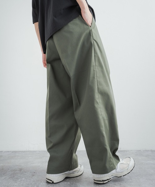 Audience(オーディエンス)の「CAVE カツラギ 1タックセンタープレスワイドパンツ AUD3526(チノパンツ・メンズ・ネイビー/アーミー/キナリ/カーキ・L/XL/M)」の12枚目の写真