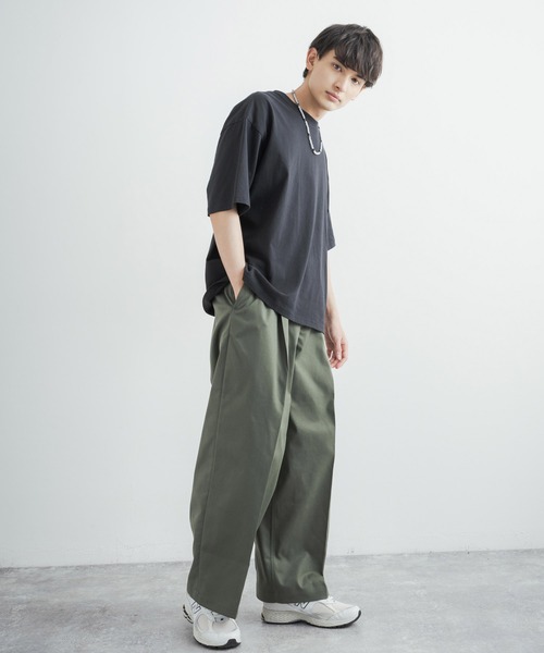 Audience(オーディエンス)の「CAVE カツラギ 1タックセンタープレスワイドパンツ AUD3526(チノパンツ・メンズ・ネイビー/アーミー/キナリ/カーキ・L/XL/M)」の14枚目の写真