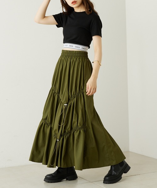 Chico（チコ）の「ドロストナイロンボリュームスカート（スカート・レディース・ブラック/ベージュ/カーキ・FREE）」の17枚目の写真