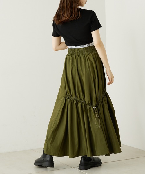 Chico（チコ）の「ドロストナイロンボリュームスカート（スカート・レディース・ブラック/ベージュ/カーキ・FREE）」の19枚目の写真
