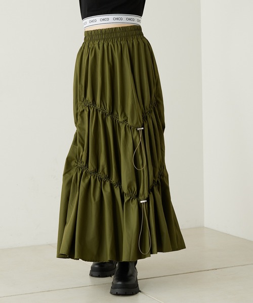 Chico（チコ）の「ドロストナイロンボリュームスカート（スカート・レディース・ブラック/ベージュ/カーキ・FREE）」の14枚目の写真