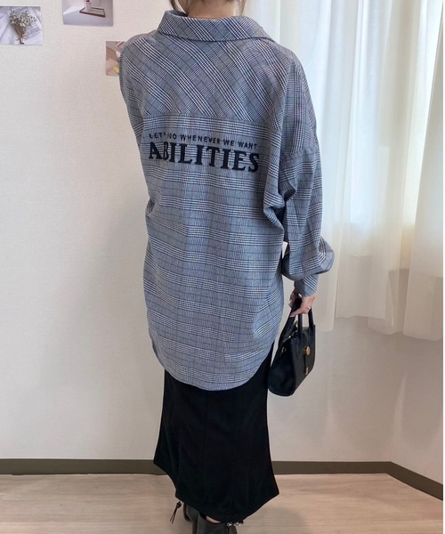 セシルマクビー シャツ ニットビスチェ オフショルダー リゼクシー チェックシャツレイヤード風TOPS｜シャツ・ブラウス｜CECIL