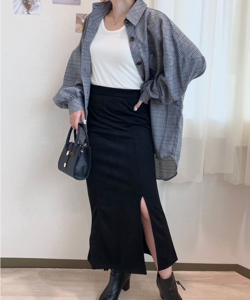 CECIL McBEE(セシルマクビー)の「バックロゴ刺繍チェックシャツ(シャツ/ブラウス・レディース・グレー/ライトベージュ/ベージュ/ブラウン・MEDIUM)」の5枚目の写真
