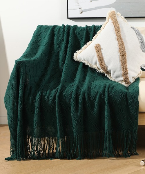 北欧編みフリンジソファーカバー／マルチカバー