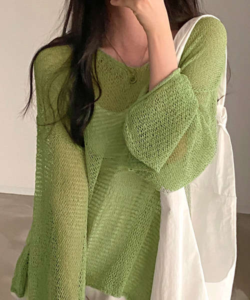 Dita Muaj.（ディータムアージュ）の「シースルールーズニットソー（ニット/セーター・レディース・ブルー/オリーブドラブ/アイボリー・FREE）」の11枚目の写真