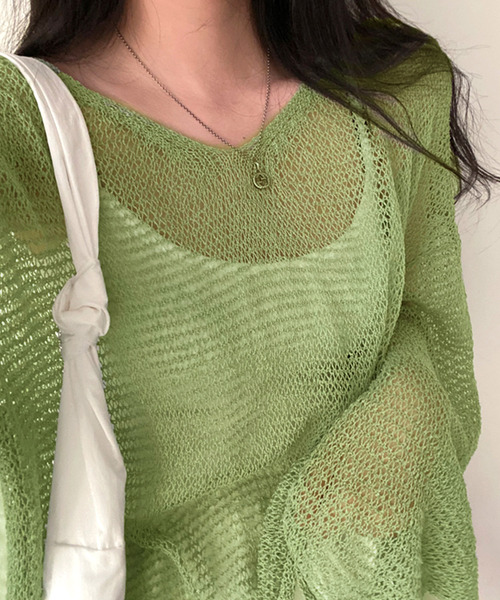 Dita Muaj.（ディータムアージュ）の「シースルールーズニットソー（ニット/セーター・レディース・ブルー/オリーブドラブ/アイボリー・FREE）」の22枚目の写真