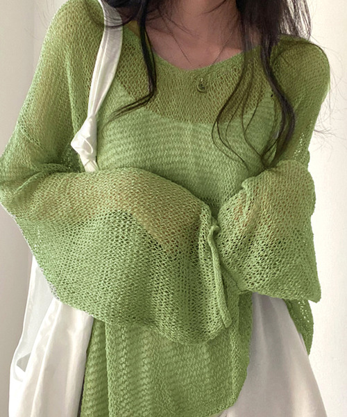 Dita Muaj.（ディータムアージュ）の「シースルールーズニットソー（ニット/セーター・レディース・ブルー/オリーブドラブ/アイボリー・FREE）」の12枚目の写真