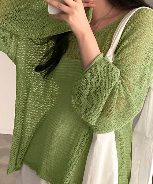 Dita Muaj.（ディータムアージュ）の「シースルールーズニットソー（ニット/セーター・レディース・ブルー/オリーブドラブ/アイボリー・FREE）」の15枚目の写真