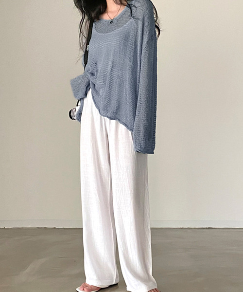 Dita Muaj.（ディータムアージュ）の「シースルールーズニットソー（ニット/セーター・レディース・ブルー/オリーブドラブ/アイボリー・FREE）」の9枚目の写真