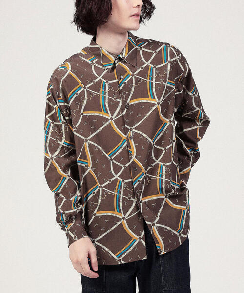 TOMORROWLAND (トゥモローランド)の「レーヨンコットン プリントシャツ(シャツ/ブラウス・メンズ・ブラック系その他/ブラウン系その他/グリーン系その他3・S/XS/M)」の6枚目の写真