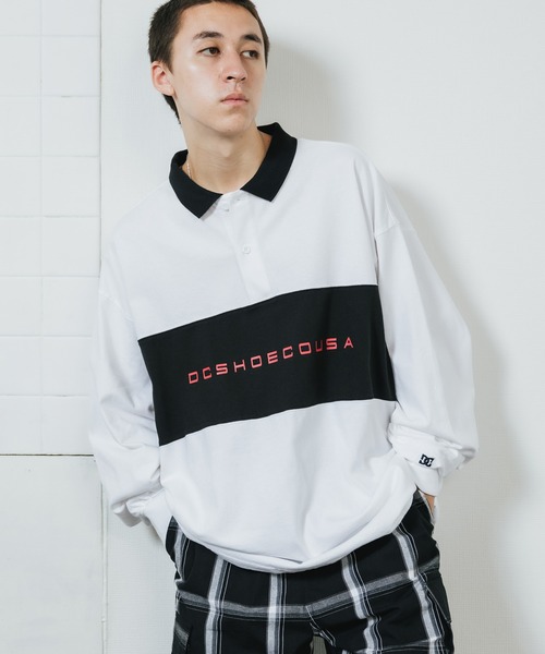 DC SHOES(ディーシーシューズ)の「DC SHOES/ディーシーシューズ COLORBLOCKS POLO LS 長袖ポロシャツ フロントロゴ(ポロシャツ・メンズ・ホワイト/ブラック・L/XL/M)」の15枚目の写真