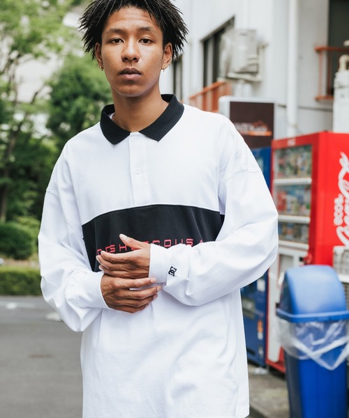 DC SHOES(ディーシーシューズ)の「DC SHOES/ディーシーシューズ COLORBLOCKS POLO LS 長袖ポロシャツ フロントロゴ(ポロシャツ・メンズ・ホワイト/ブラック・L/XL/M)」の21枚目の写真