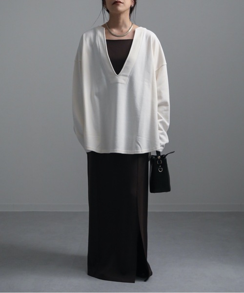 ap retro（アプレトロ）の「カフタン裏毛スウェットルーズプルオーバー（スウェット・レディース・アイボリー/ホワイト×ブラック/ブラック・FREE）」の11枚目の写真