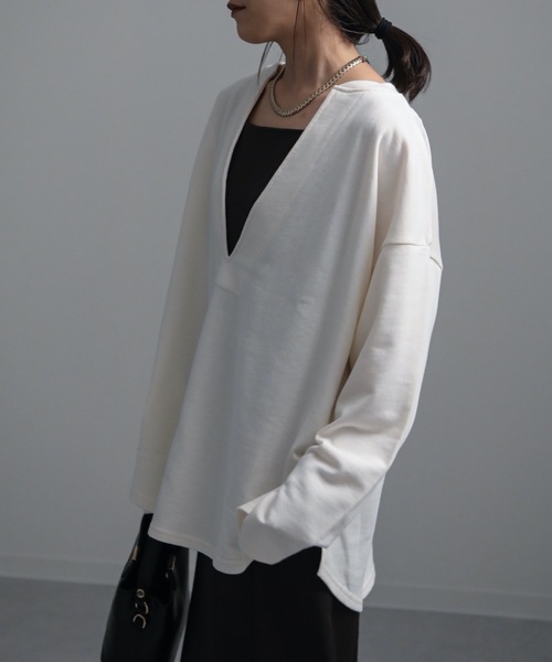 ap retro（アプレトロ）の「カフタン裏毛スウェットルーズプルオーバー（スウェット・レディース・アイボリー/ホワイト×ブラック/ブラック・FREE）」の9枚目の写真