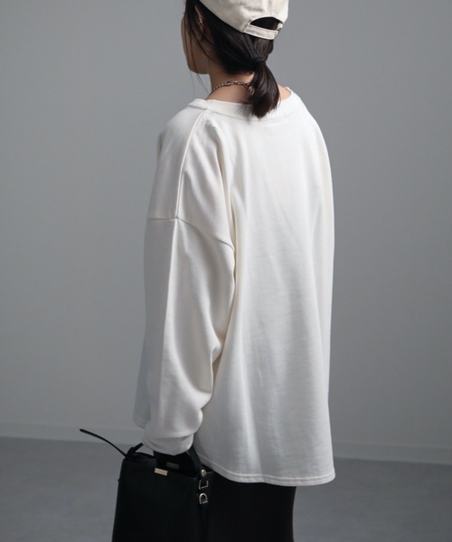 ap retro（アプレトロ）の「カフタン裏毛スウェットルーズプルオーバー（スウェット・レディース・アイボリー/ホワイト×ブラック/ブラック・FREE）」の10枚目の写真