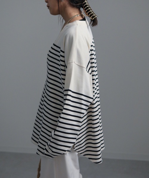 ap retro（アプレトロ）の「カフタン裏毛スウェットルーズプルオーバー（スウェット・レディース・アイボリー/ホワイト×ブラック/ブラック・FREE）」の21枚目の写真