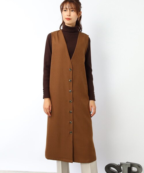 DRESKIP（ドレスキップ）の「◆ジレにもなるジャンスカ（スカート・レディース・ブラック/ダークグリーン/キャメル・02/03）」の4枚目の写真