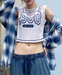 【Never mind the XU】chiffon check shirt / 【ネバーマインド ザ エックスユー】シフォンチェック長袖シャツ