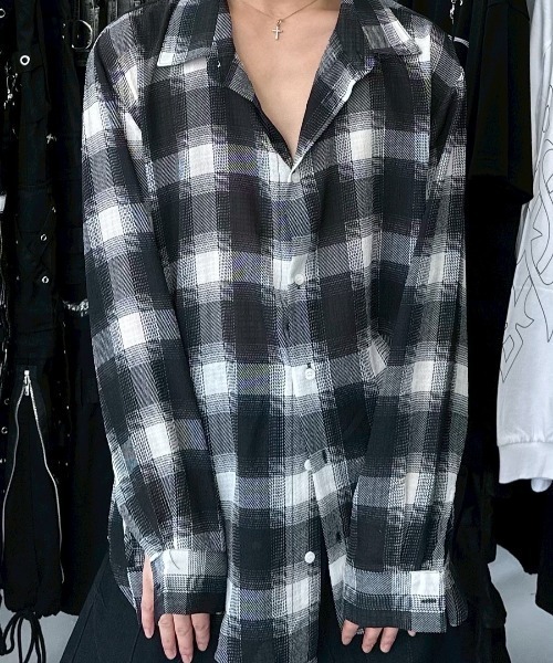 XU（エックスユー）の「【Never mind the XU】chiffon check shirt / 【ネバーマインド ザ エックスユー】シフォンチェック長袖シャツ（シャツ/ブラウス・メンズ・ブラック/ブルー・ONE SIZE）」の14枚目の写真