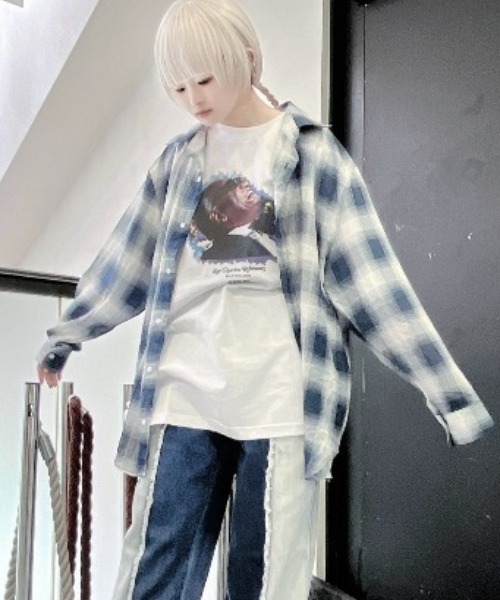 Never mind the XU — шифоновая рубашка в клетку, длинный рукав (Never mind the XU, Chiffon Check Shirt)
