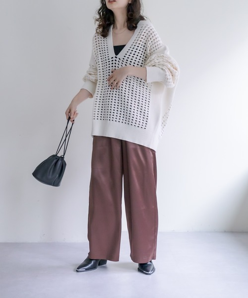 mystic(ミスティック)の「刺繍サテンパンツ(その他パンツ・レディース・ブラウン/アイボリー・FREE)」の6枚目の写真