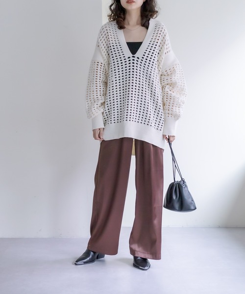 mystic(ミスティック)の「刺繍サテンパンツ(その他パンツ・レディース・ブラウン/アイボリー・FREE)」の15枚目の写真