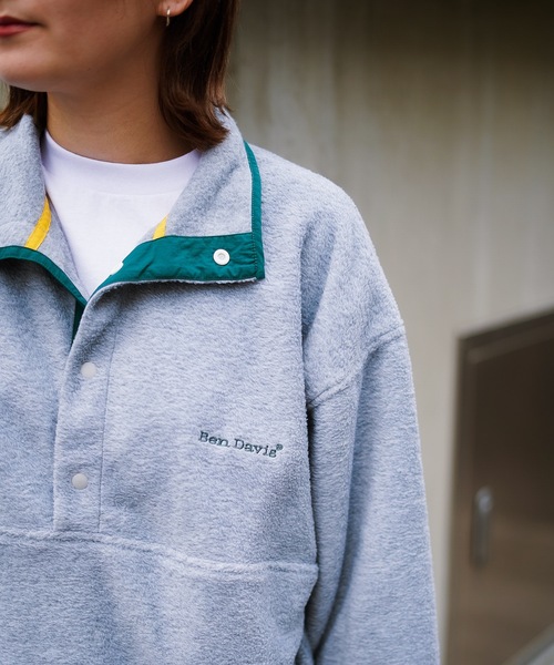 BEN DAVIS(ベンデイビス)の「【BEN DAVIS/ベンデイビス】レトロ フリース 胸ワンポイントブランドロゴ刺繍 スタンド スナップボタン ボアジャケット(ブルゾン・メンズ・ダークグリーン/グレー/イエロー・MEDIUM/LARGE/X-LARGE)」の9枚目の写真