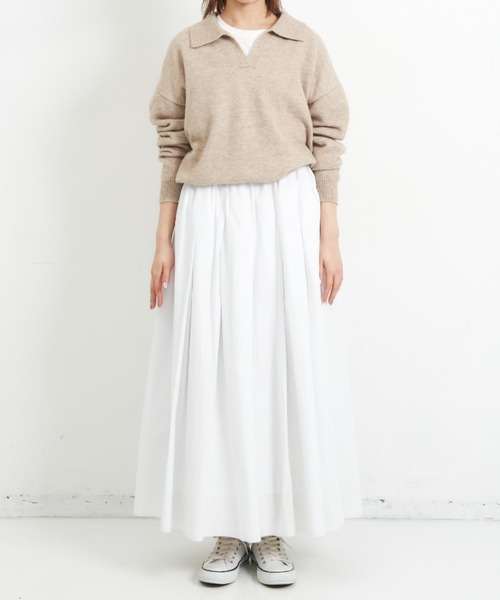 EDIT Gris（エディットグリ）の「襟付きニット（ニット/セーター・レディース・ベージュ/ブルー/ブラック/オレンジ・FREE）」の12枚目の写真